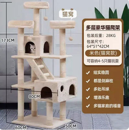 Cat Climbing Frame, Cat Nest, Cat Tree, Integrated Frame, Cat Grabbing Board, Large Grabbing Column, Villa, Cat Cat Frame
