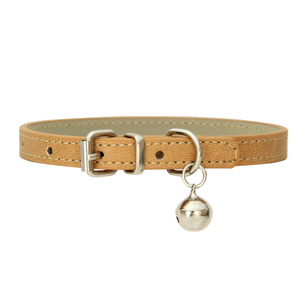 Dog Collar Pu Leather Collar Leash Pet Dog Collar Pet Supplies Cat Collar with Bells Dog Collar Chihuahua Dog Collar Cat Collar