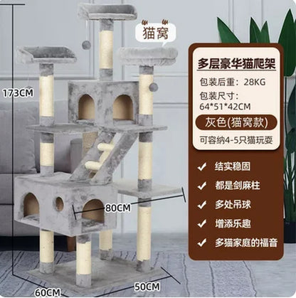 Cat Climbing Frame, Cat Nest, Cat Tree, Integrated Frame, Cat Grabbing Board, Large Grabbing Column, Villa, Cat Cat Frame