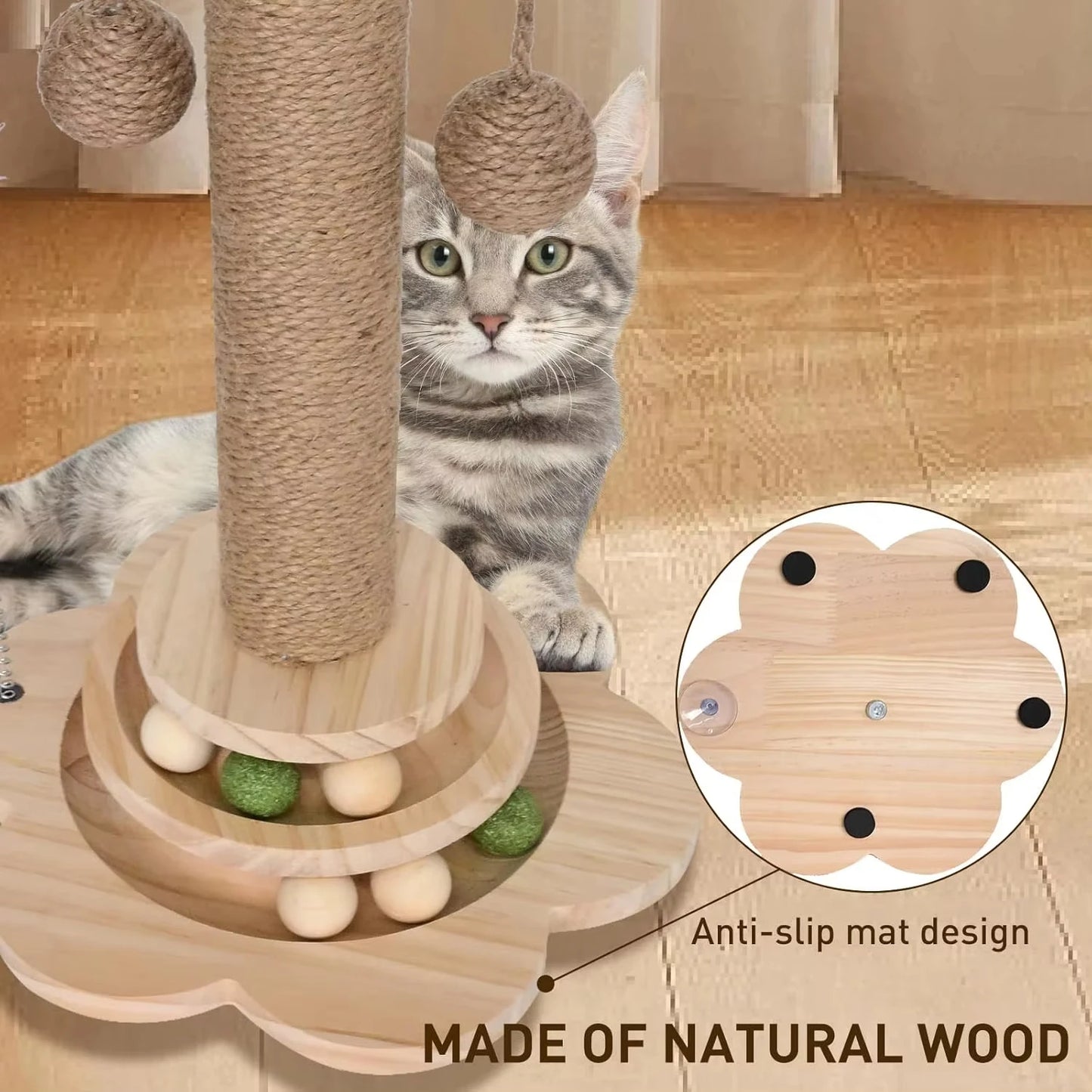 Pet Cat Toy Cat Scratcher Cat Turntable Funny Cat Stick Balls Durable Sisal Scratching Board Cat Supplies Cat Grab Column