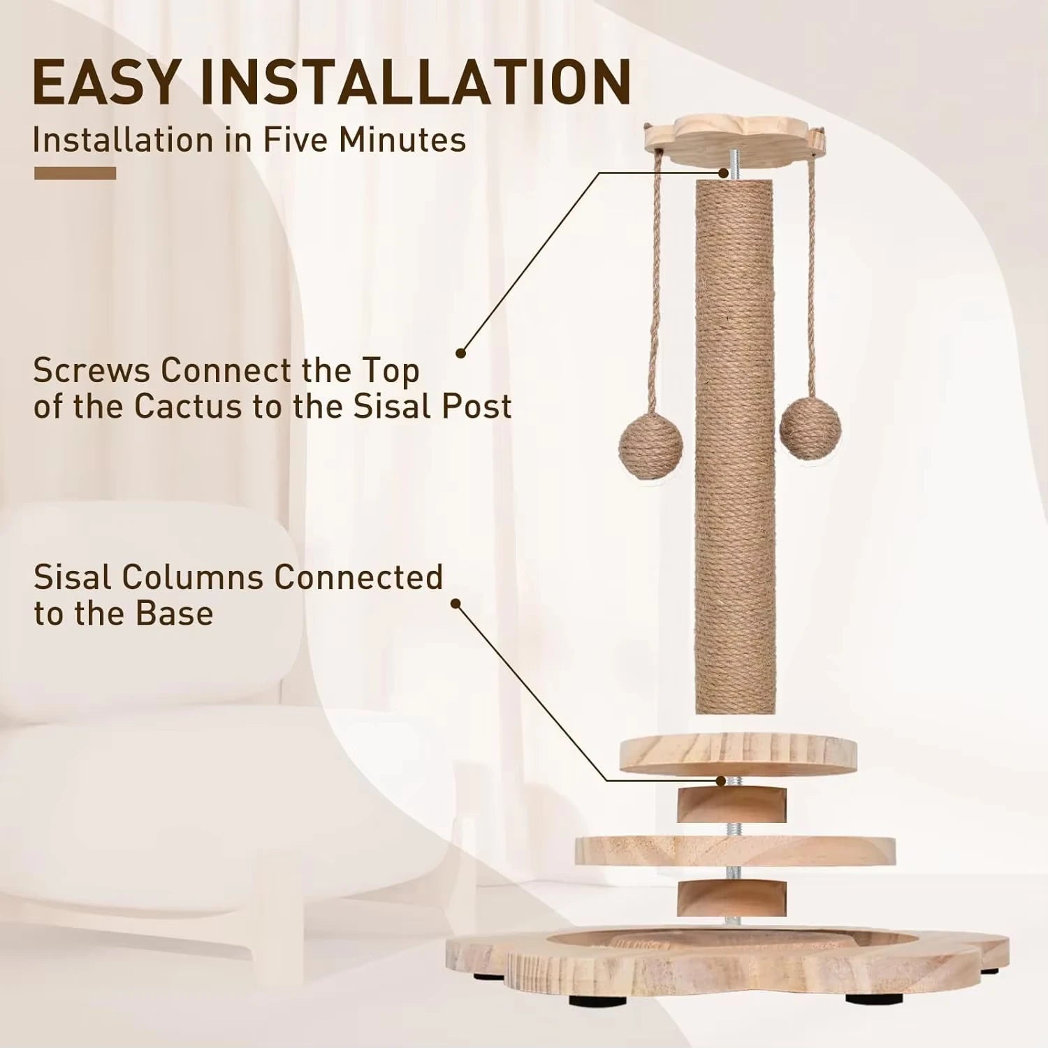 Pet Cat Toy Cat Scratcher Cat Turntable Funny Cat Stick Balls Durable Sisal Scratching Board Cat Supplies Cat Grab Column