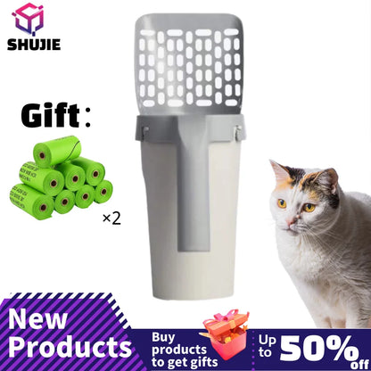 Cat Litter Shovel Cat Litter Shovel Two-In-One Disposable Portable Cat Litter Shovel Large Capacity Cat Cleaning Supplies 2022