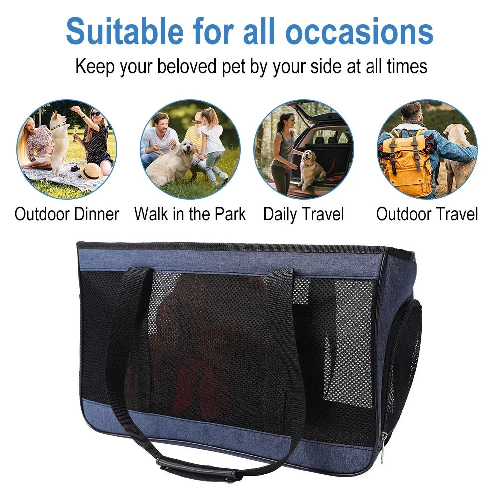 Dog Carrier Bag Soft Side Backpack Cat Pet Carriers Dog Travel Bags Collapsible Travel Pet Outing Bag