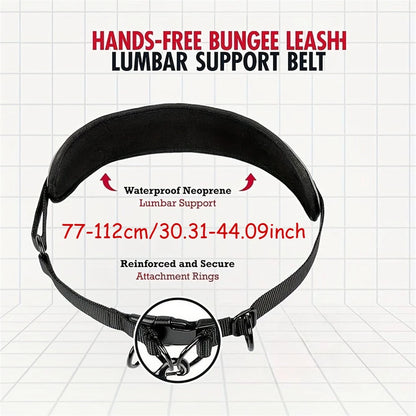 Hands Free Dog Leash Dog Waist Leash with Lumbar Support Belt Multifunctional Extendable Dog Leash Reflective Bungee Leash Black