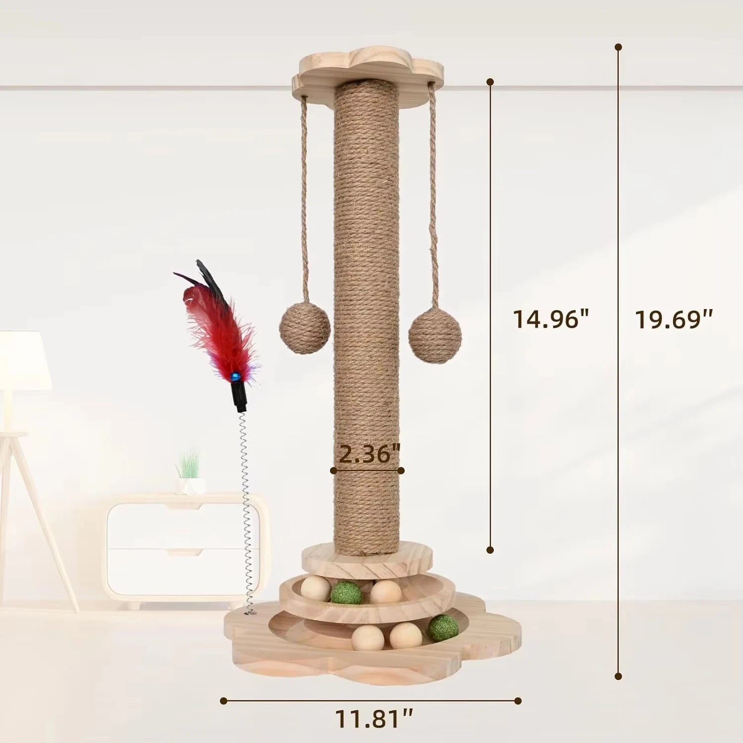 Pet Cat Toy Cat Scratcher Cat Turntable Funny Cat Stick Balls Durable Sisal Scratching Board Cat Supplies Cat Grab Column